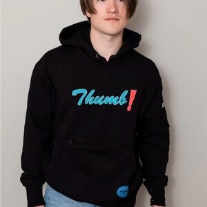Unisex Black Thumb United Sweater with Blue Accents